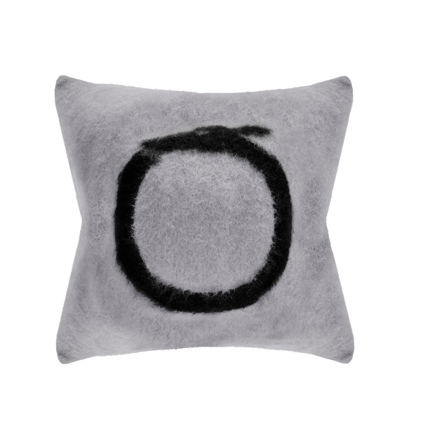 Trussardi Casa: Oroboro Cushion in Grey with Black Logo 50x50