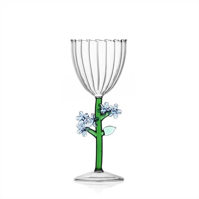 Botanica Collection; Stemmed Glass in Light Blue