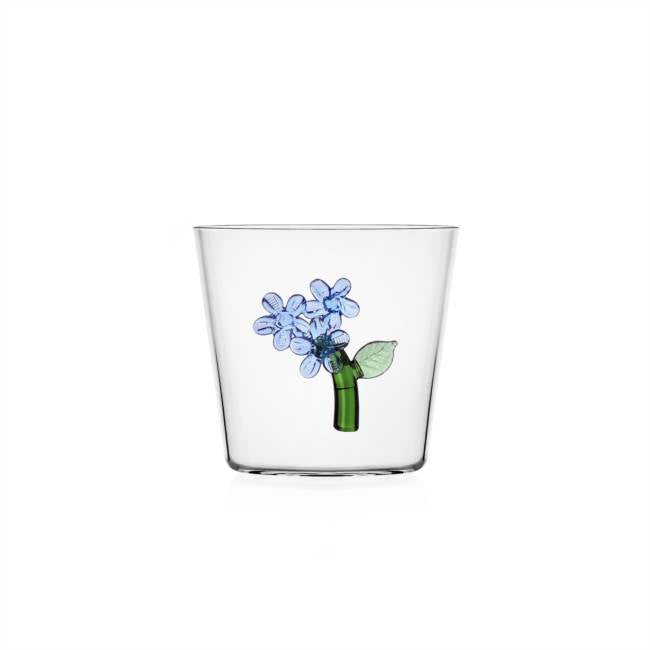 Botanica Collection; Tumbler with Light Blue Flower