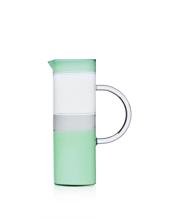 Tequila Sunrise Collection; Tequila Cylindrical Jug in Green/Smoke/Clear Glass