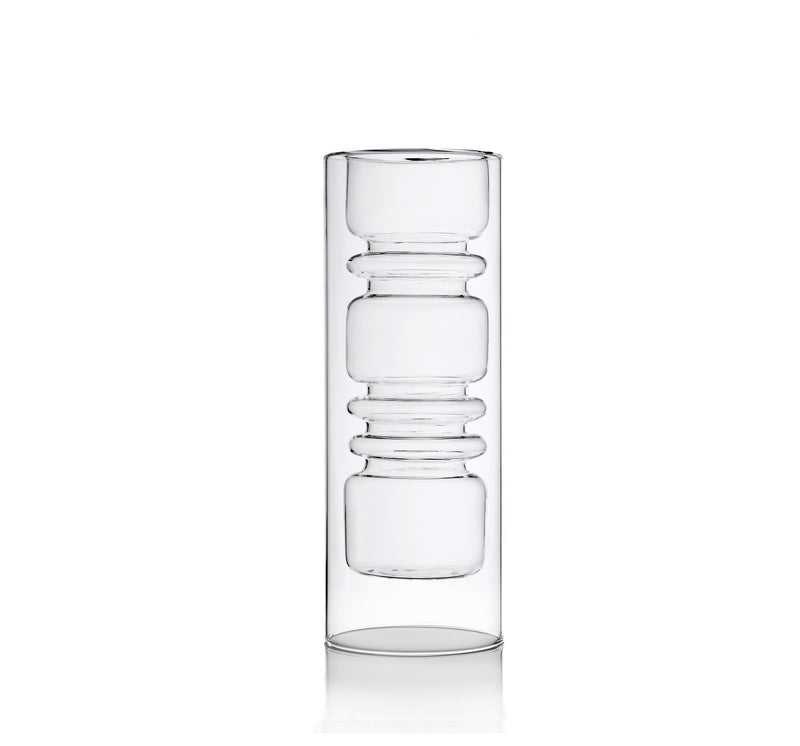 Glass Doublewalled Vase Cm 30 - Rings Collection