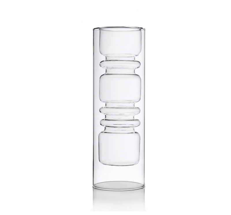 Glass Doublewalled Vase Cm 37 - Rings Collection