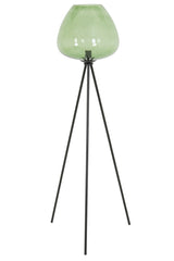 Floor lamp with glass shade and tripod legs