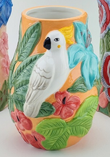 Vase with White Parrot