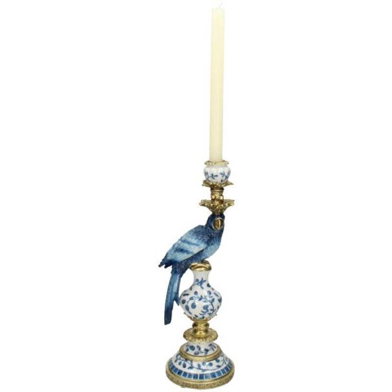 Candleholder - Blue Parrot - Polystone