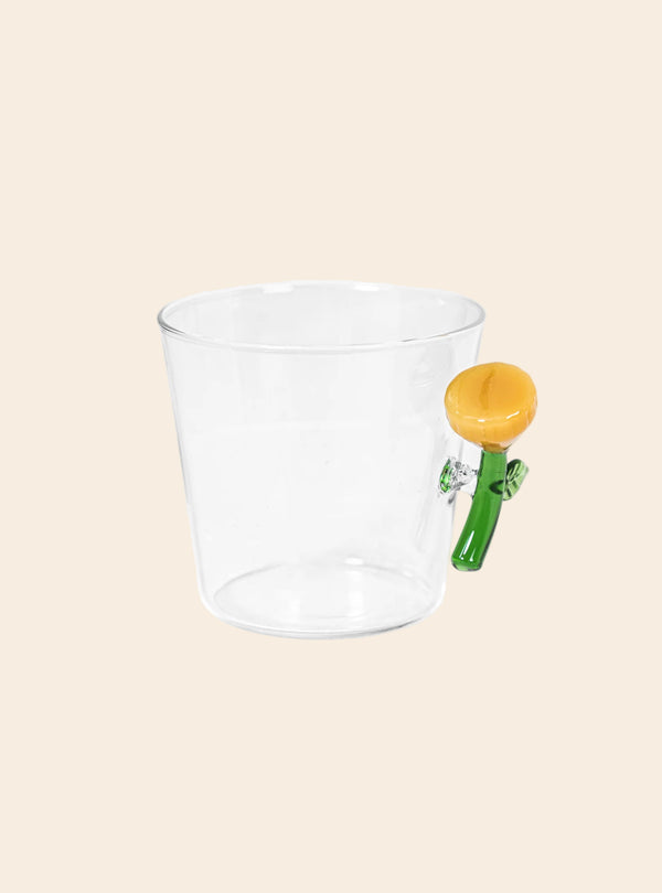 Water Glass with Amber Flower - Botanica Collection