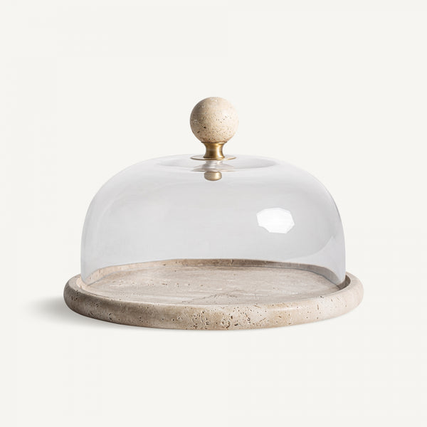 Dish - Travertine Base and Knob