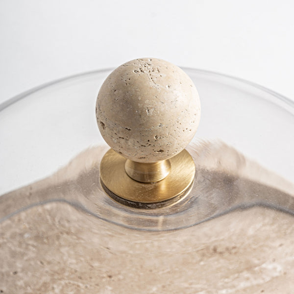 Dish - Travertine Base and Knob