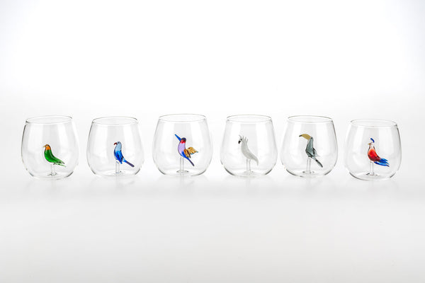 Set of 6 Tropical Bird Glasses