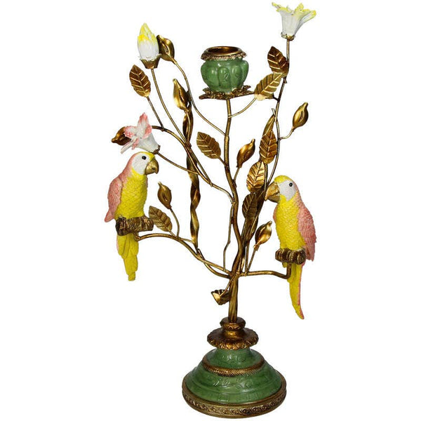 Candleholder - Leaves and birds - Polystone