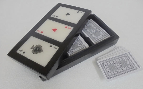 BLACK RECTANGULAR CARDS BOX FOR 3 CARDS