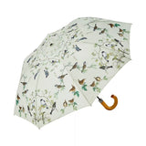 Umbrella with wooden handle - Garden birds in green