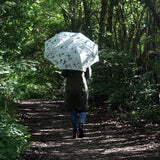 Umbrella with wooden handle - Garden birds in green