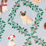Christmas Dog Friends Printed Velvet Cushion