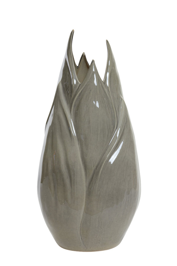 Vase Deco TULIPAN in Ceramic - Grey+Brown