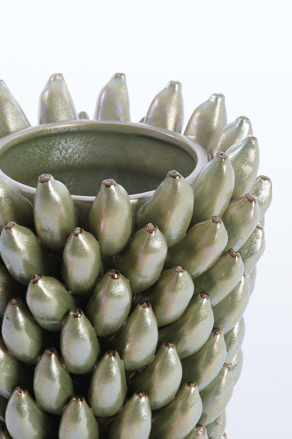 Vase ZITA in Ceramic - Green Pearl