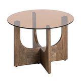 Coffee Table Brown Wood-glass Amy