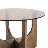 Coffee Table Brown Wood-glass Amy