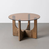 Coffee Table Brown Wood-glass Amy