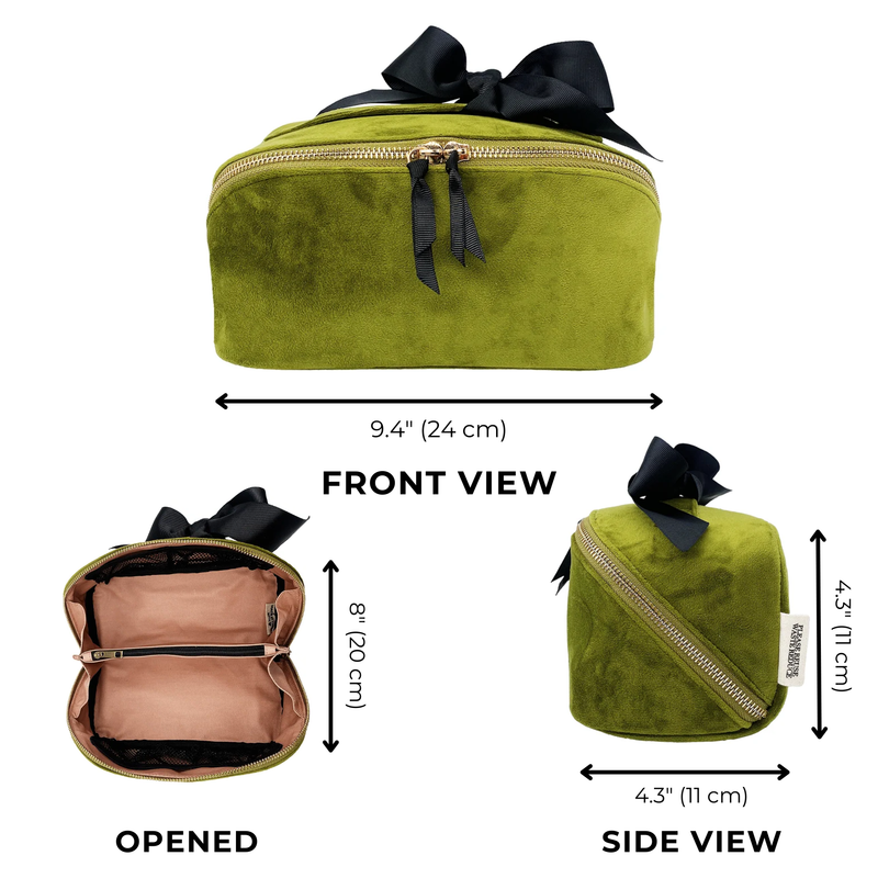 Organizing Makeup Bag, Expandable – Eco Velvet – Green