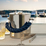 Ice Bucket with Blue Rope Handle and Tong