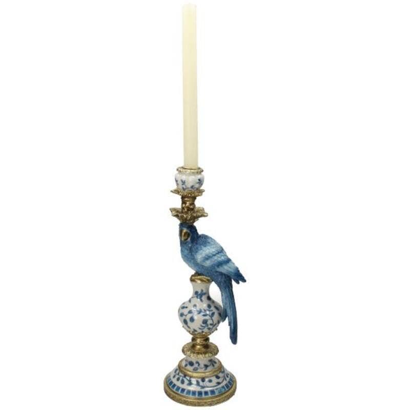 Candleholder - Blue Parrot - Polystone