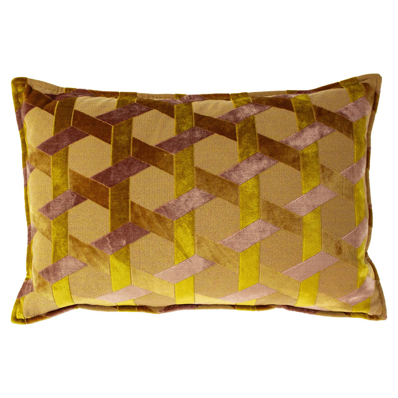 Cushion - Velvet Jacquard, Ochre/Blush