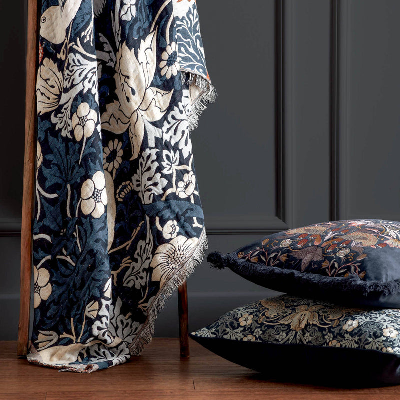 Throw - Strawberry Thief Jacquard, Indigo