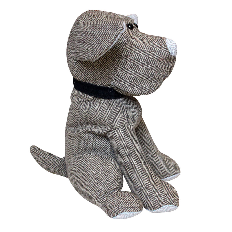 Door Stop - Dog, Brown Herringbone