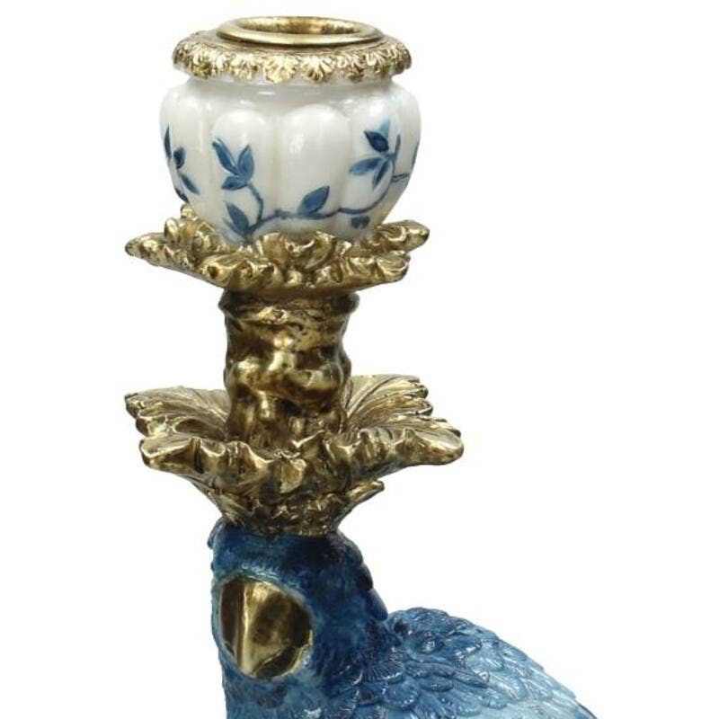 Candleholder - Blue Parrot - Polystone
