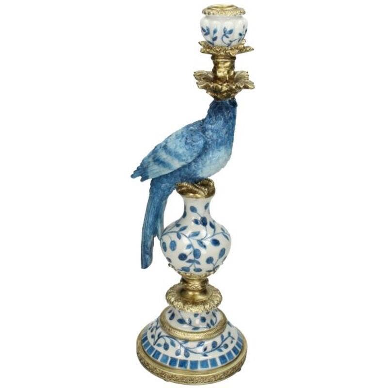 Candleholder - Blue Parrot - Polystone
