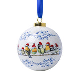 Christmas Bauble - Forest Birds wearing Christmas Hat