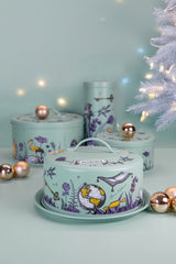 Cake Plate with Dome in Stainless Steel, Sage