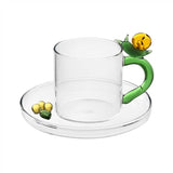 Glass Coffee Cup with Snail - Fruits and Flower Collection
