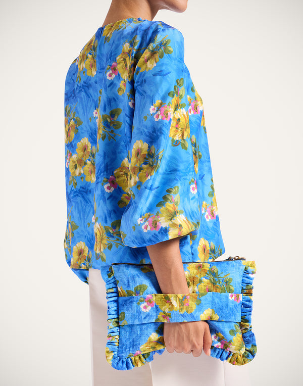 Pochette - Blue with Flowers - by La DoubleJ