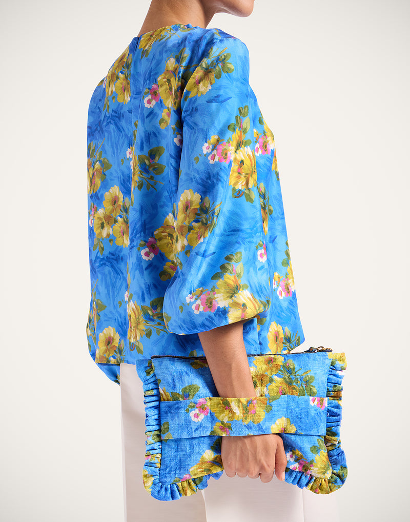 Pochette - Blue with Flowers - by La DoubleJ