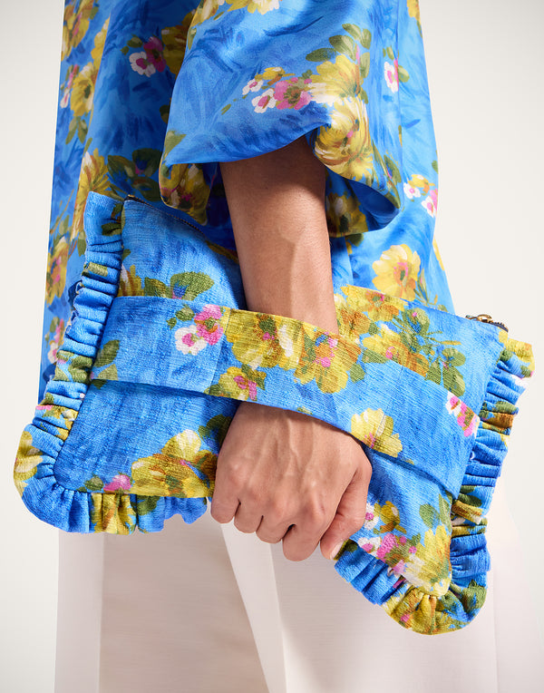 Pochette - Blue with Flowers - by La DoubleJ