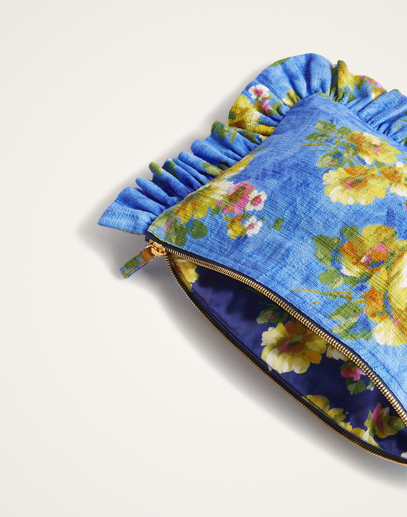 Pochette - Blue with Flowers - by La DoubleJ