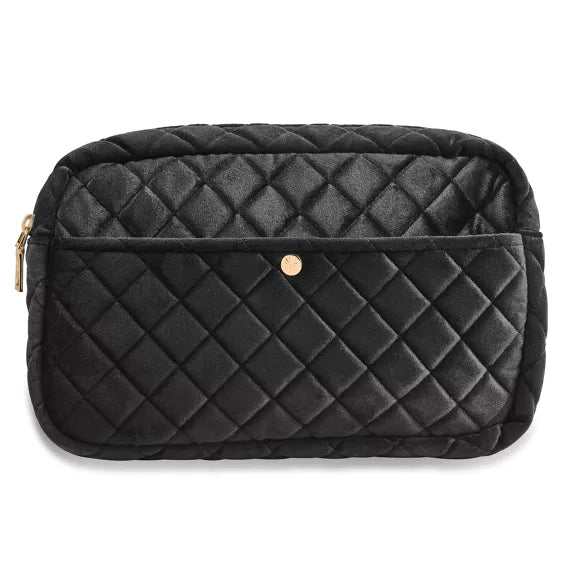 Black Velvet Medium Quilted Beauty Bag