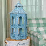 Blue Rattan & Tole Two Tier Pagoda