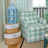 Blue Rattan & Tole Two Tier Pagoda