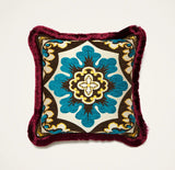 Cushion - Palazzo Blue Petrol in Chenille Jacquard - Fantastic Creatures