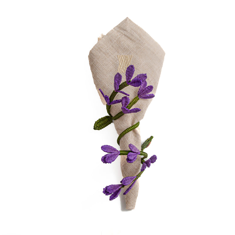 Napkin Ring - Handmade, Lavender & Green, Set of 4