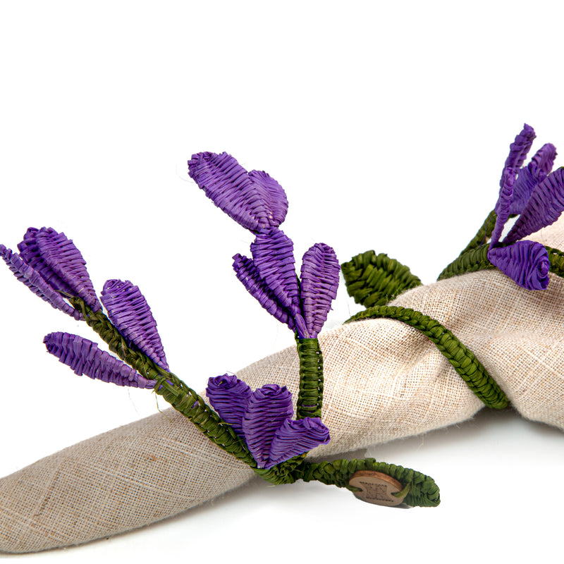 Napkin Ring - Handmade, Lavender & Green, Set of 4