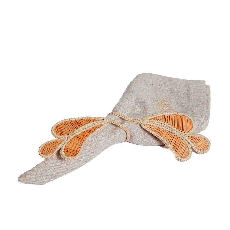Napkin Ring - Handmade, Peach & Natural, Set of 4