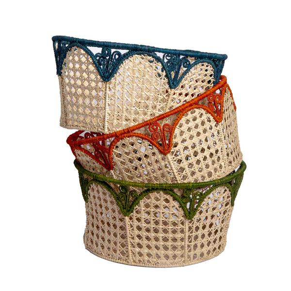 Food Dome - Handmade in Iraca Palm, natural-blue