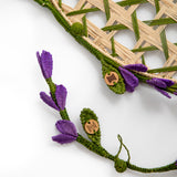 Placemat - Handmade, Natural & Green with lavender flowers, Set of 2