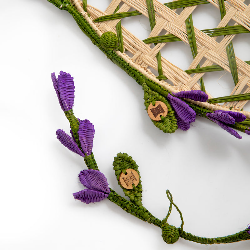 Placemat - Handmade, Natural & Green with lavender flowers, Set of 2
