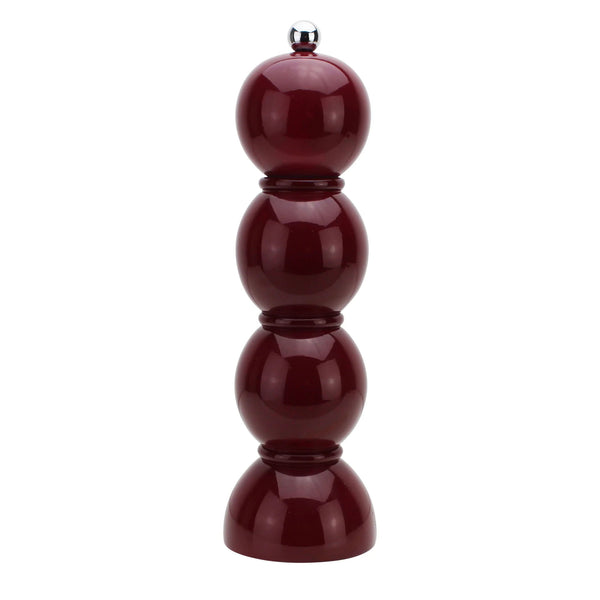 Salt & Pepper Grinder Bobbin shaped . Chambray Lacquer on Rubber Wood. Cherry 24cm
