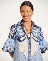 Dress - Cocoon Placée Blue in Cotton Poplin by La Double J